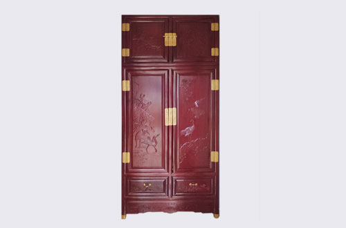 永春高端中式家居装修深红色纯实木衣柜